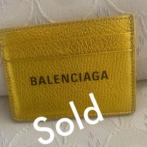 Balenciaga gold leather card holder
